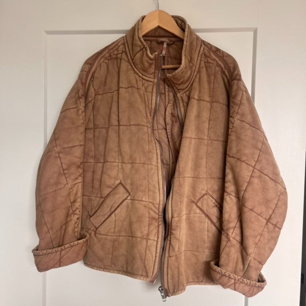 Free People Dolman Quilted Knit Jacket- Color Champagne Diamonds- Size S